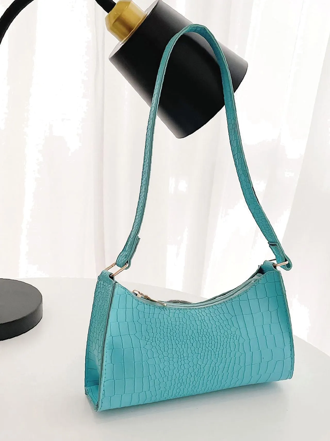 Bag For Love - Crocodile Embossed Baguette Bag  - Women Maxct Bags