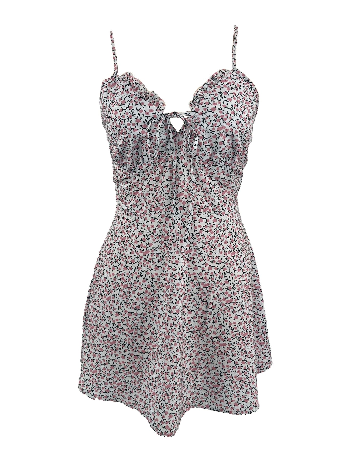 Irregular Floral Halter Mini Dress Maxct