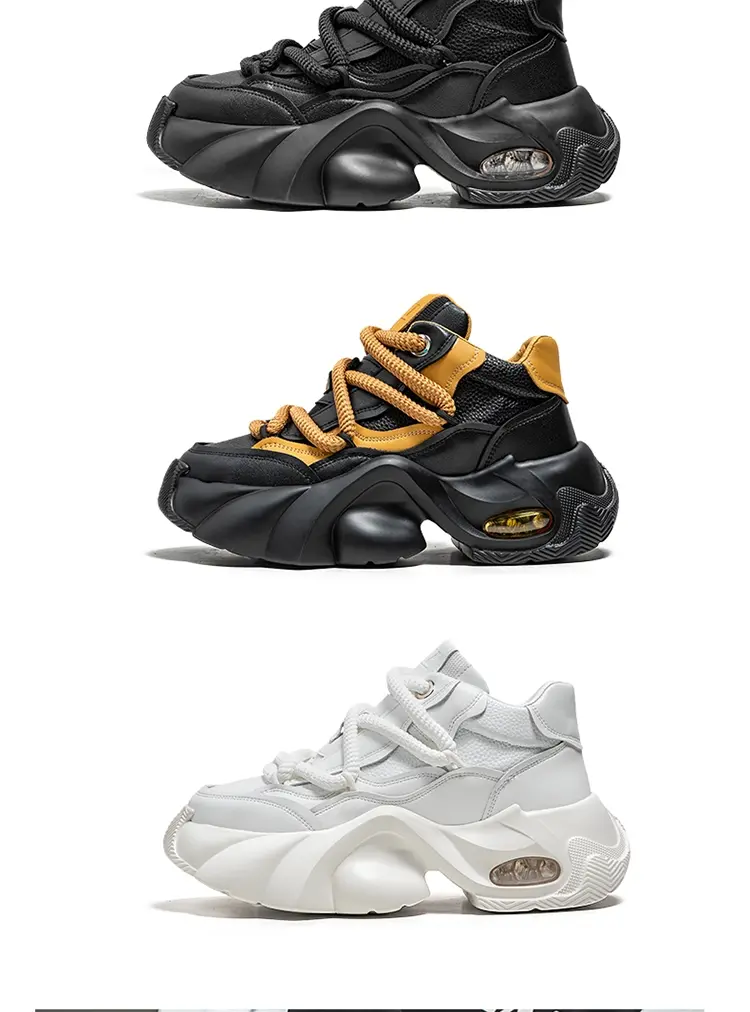 Microfiber Leather Upper Increased Platform Stylish Sneakers