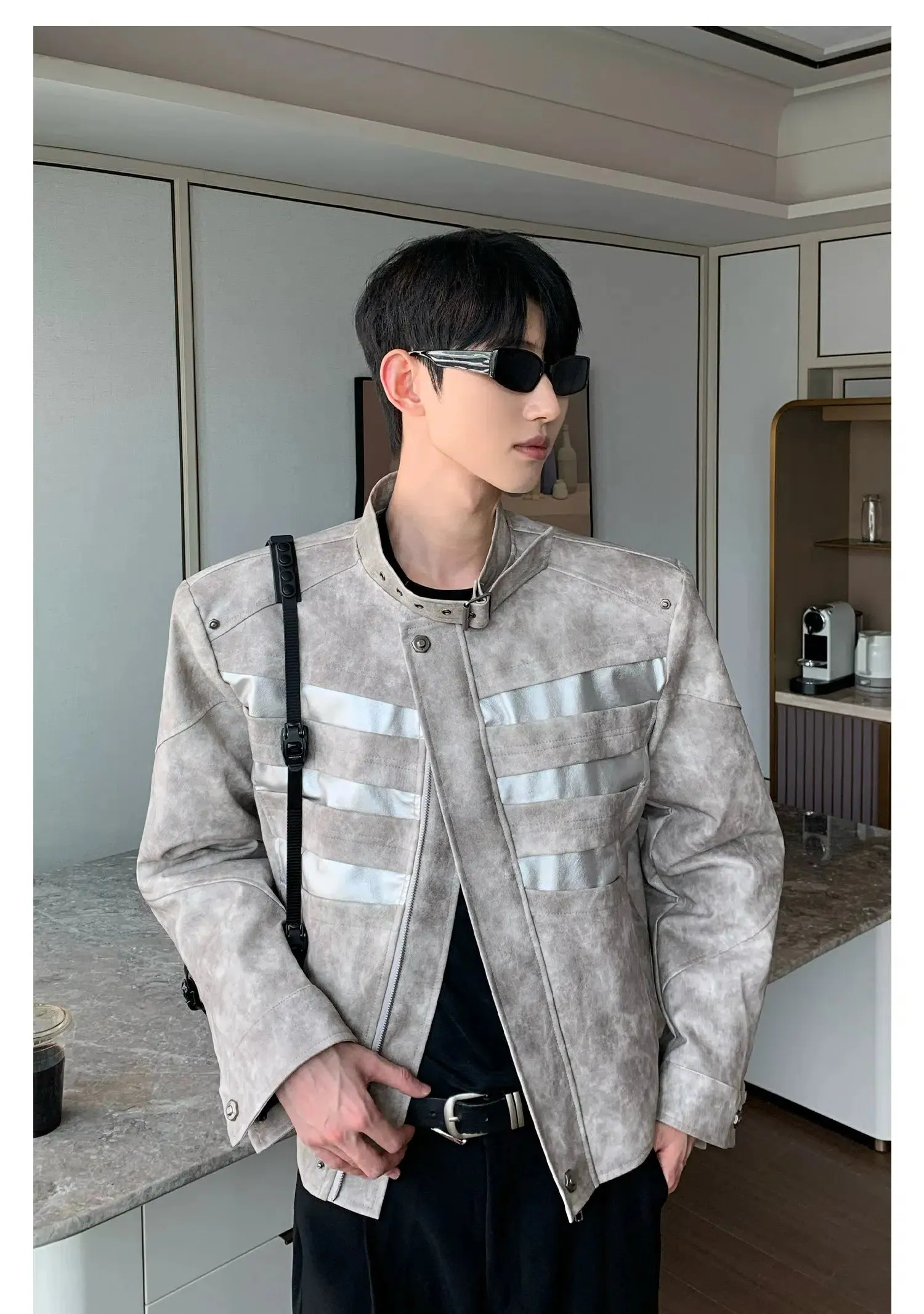 Maxct Motorcycle Shoulder Pad PU Leather Jacket