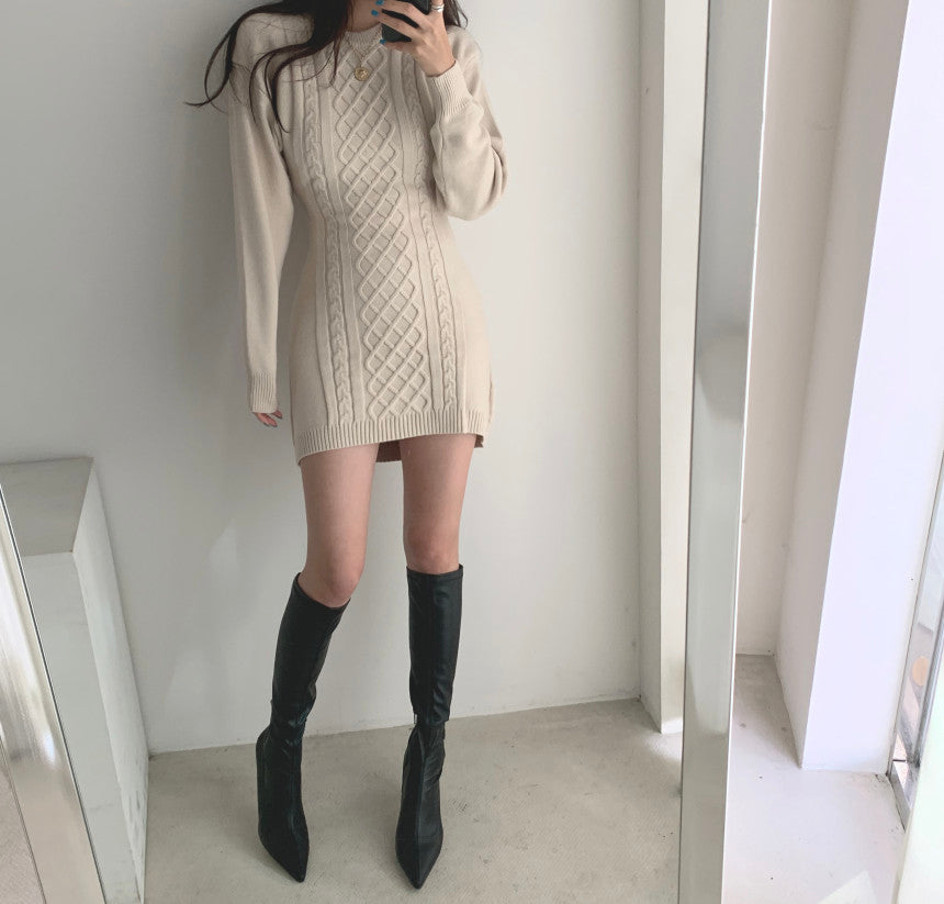 Ribbed Bodycon Mini Sweater Dress Maxct