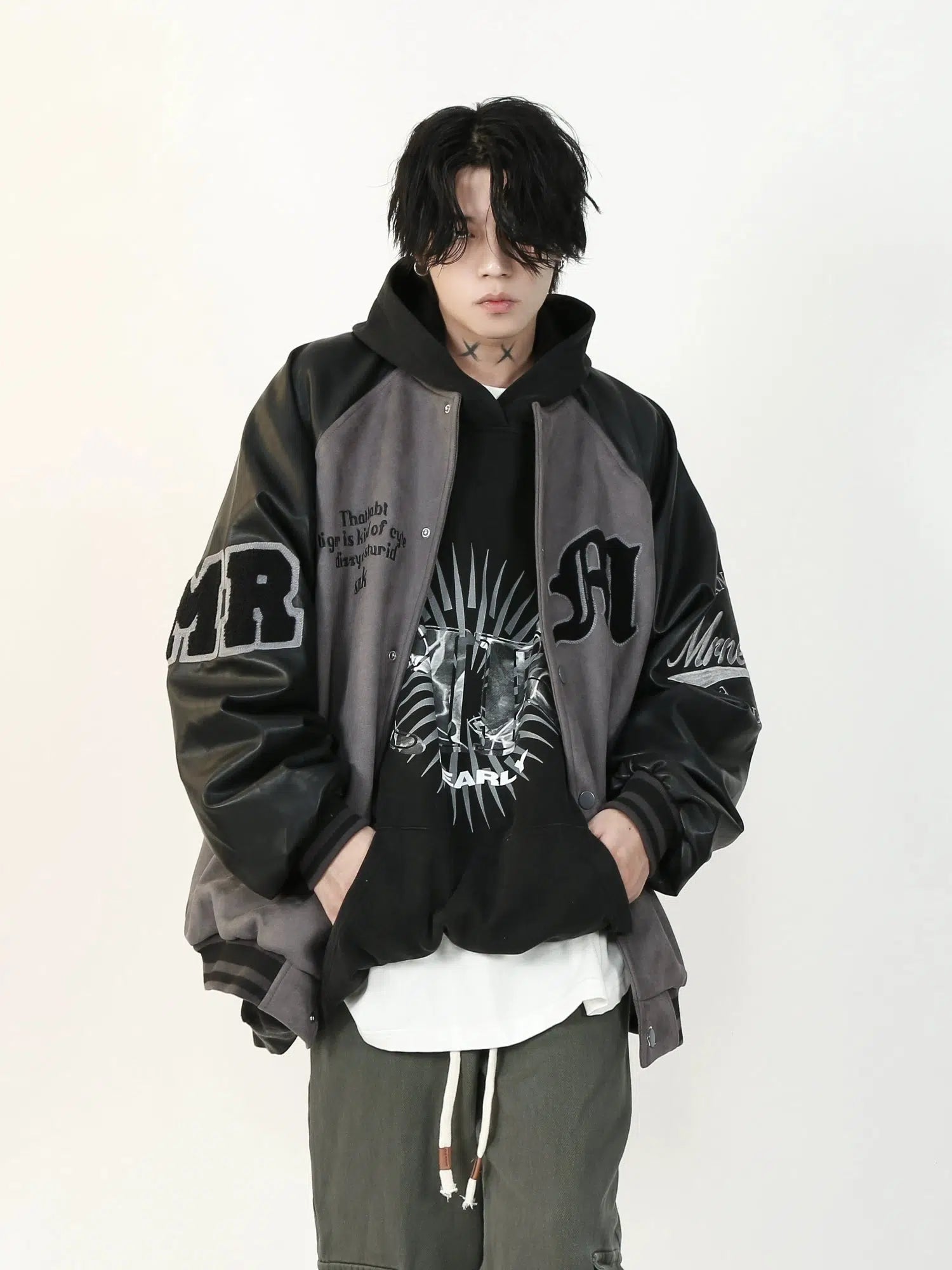 Maxct Embroidered Suede Baseball Jacket