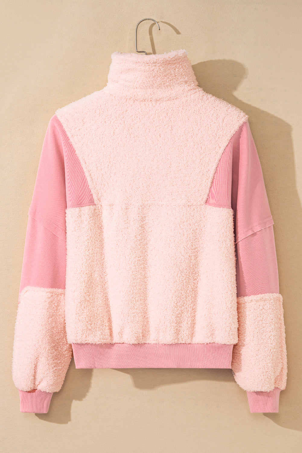 Maxct &Exposed Seam Fuzzy Patchwork Quarter Zip Sweatshirt