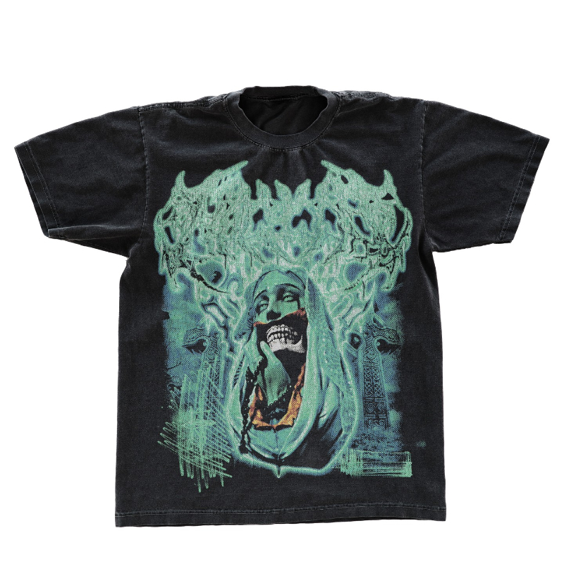 90s Streetwear Gothic Streetwear T Shirts Men Harajuku Retro Print Pattern Oversized Tshirt Y2K Punk Skull Demon Graphic Short Sleeved Tops