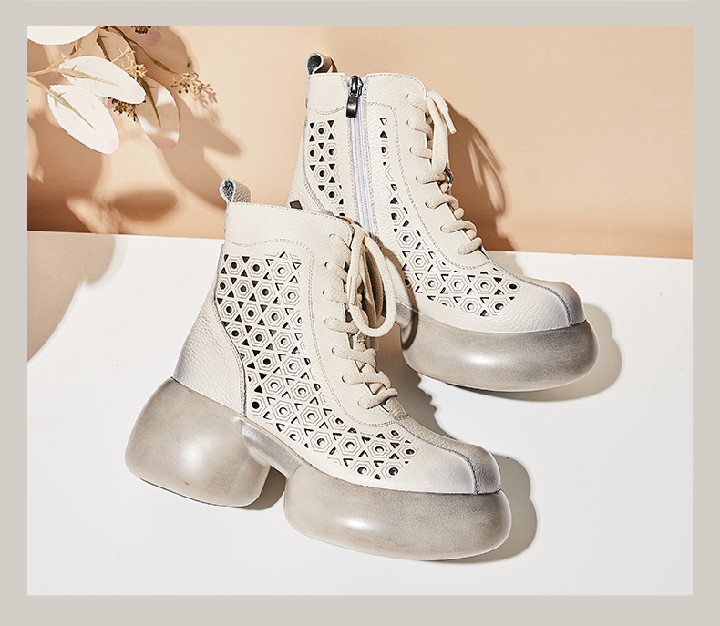 Platform Genuine Leather Ankle Boots for Women