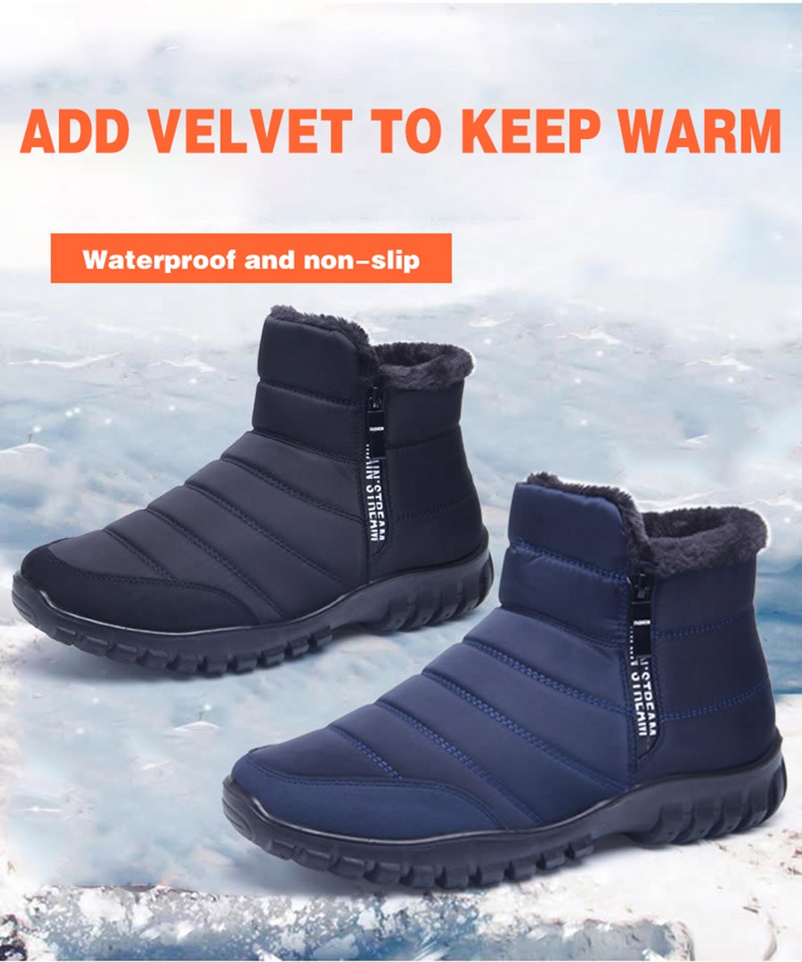 Winter Men's Waterproof Ankle Snow Boots with Non-Slip Soles - true deals club