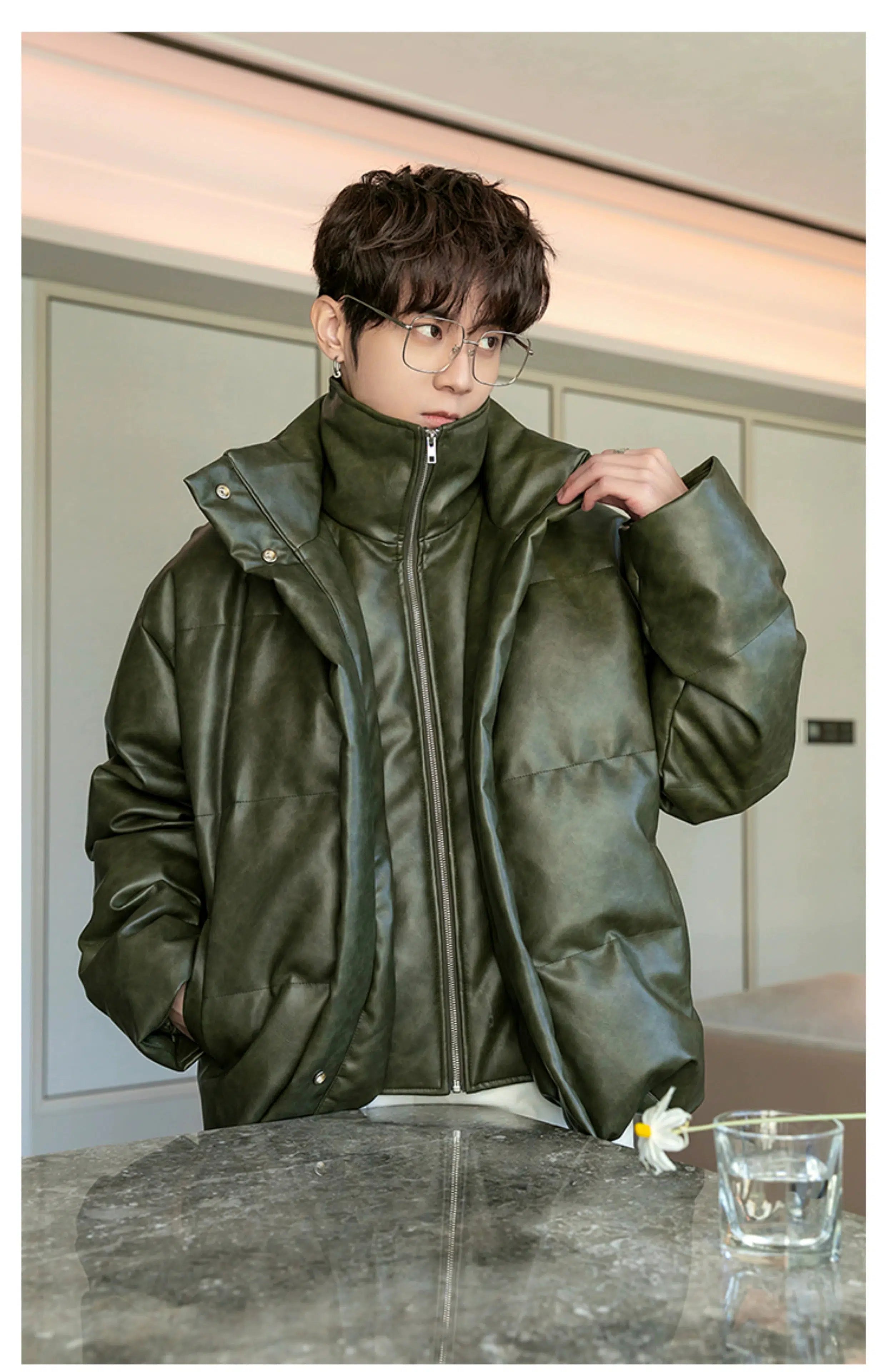 Maxct Two Piece PU Leather Down Jacket