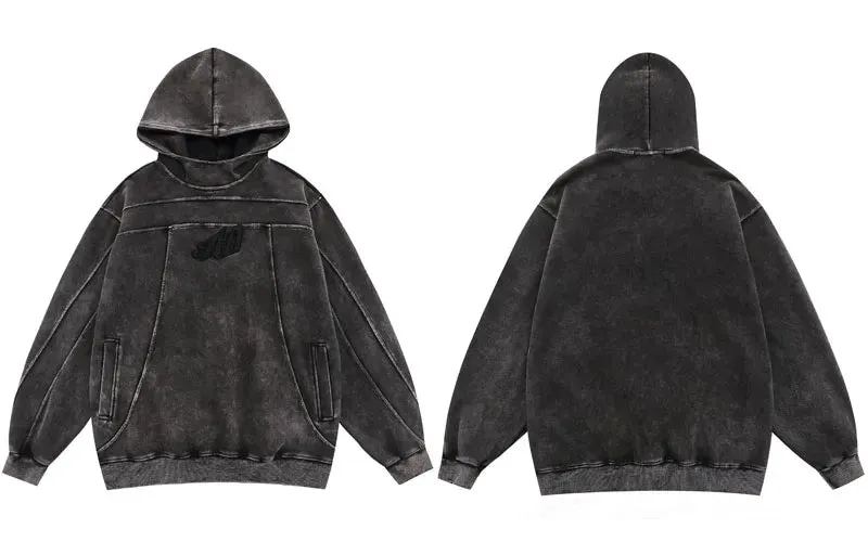 Washed Vintage Punk Goth Men's Streetwear Loose Pullover Hoodie Maxct