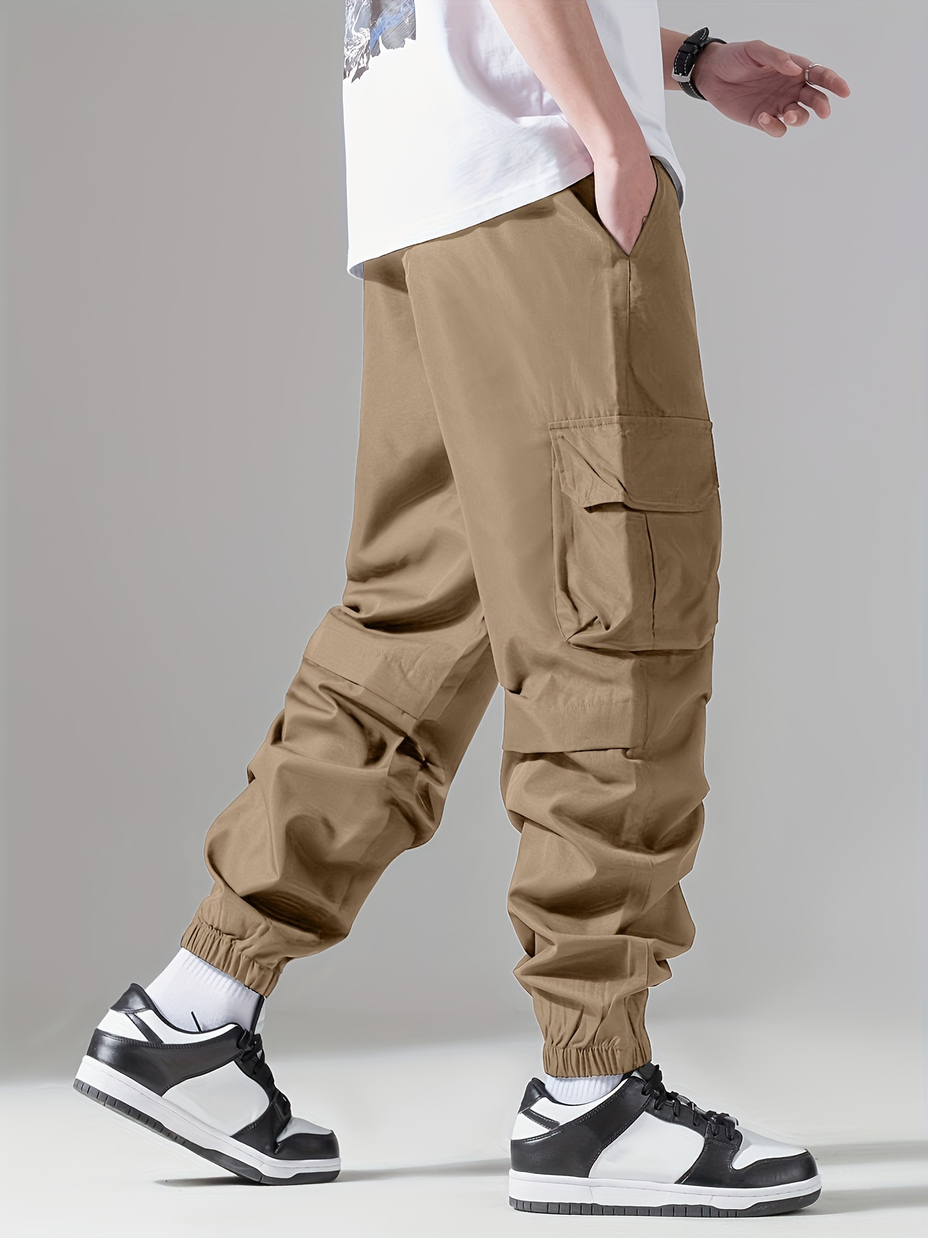 Casual Loose Fit Multi-pocket Drawstring Cargo Pants, Men's Joggers For Spring And Fall Outdoor