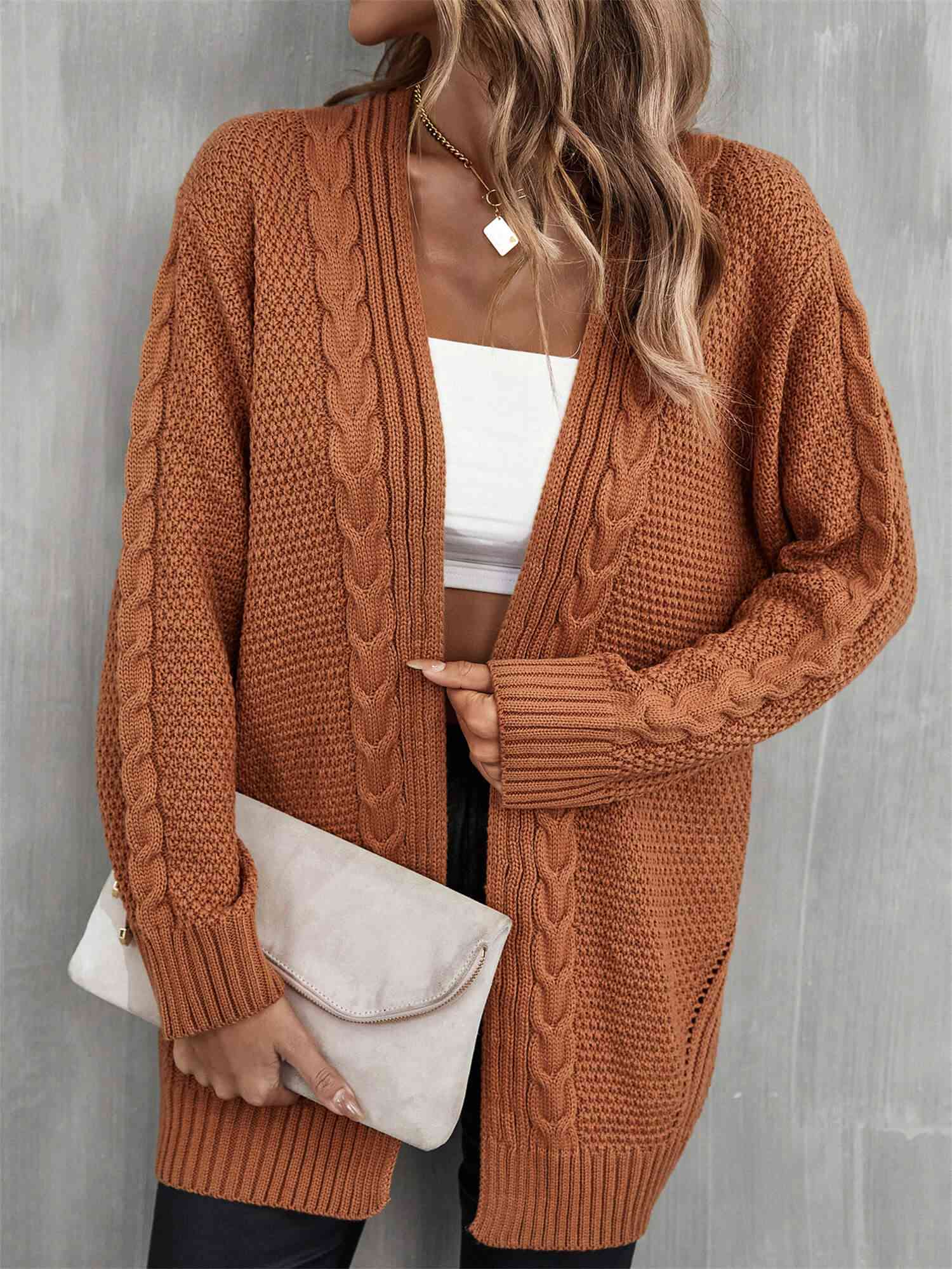 Maxct &Mixed Knit Open Front Longline Cardigan