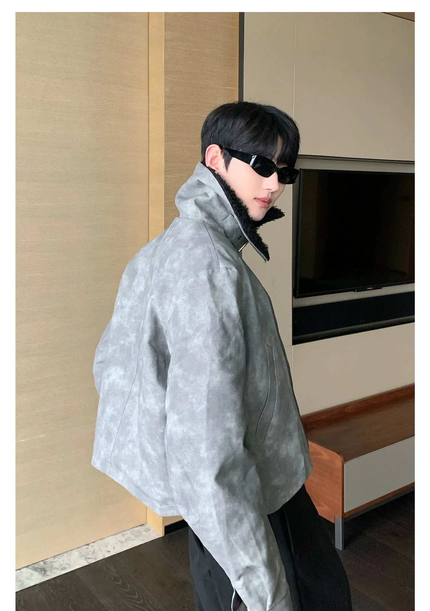 Maxct Thickened Zip Wool Bomber Jacket