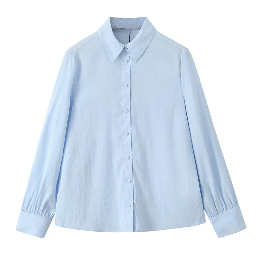 Maxct Autumn New Product Women's Fashion Loose and Versatile Button Decoration Long Sleeve Collar Casual Shirt