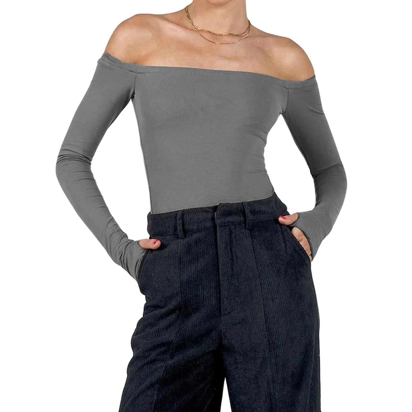 Maxct Autumn Spring Korean Off Shoulder T-shirt Chic Vintage Backless Slim Fit Crop Tops Women Fairy Coquette Tees Y2K Pretty Outfits