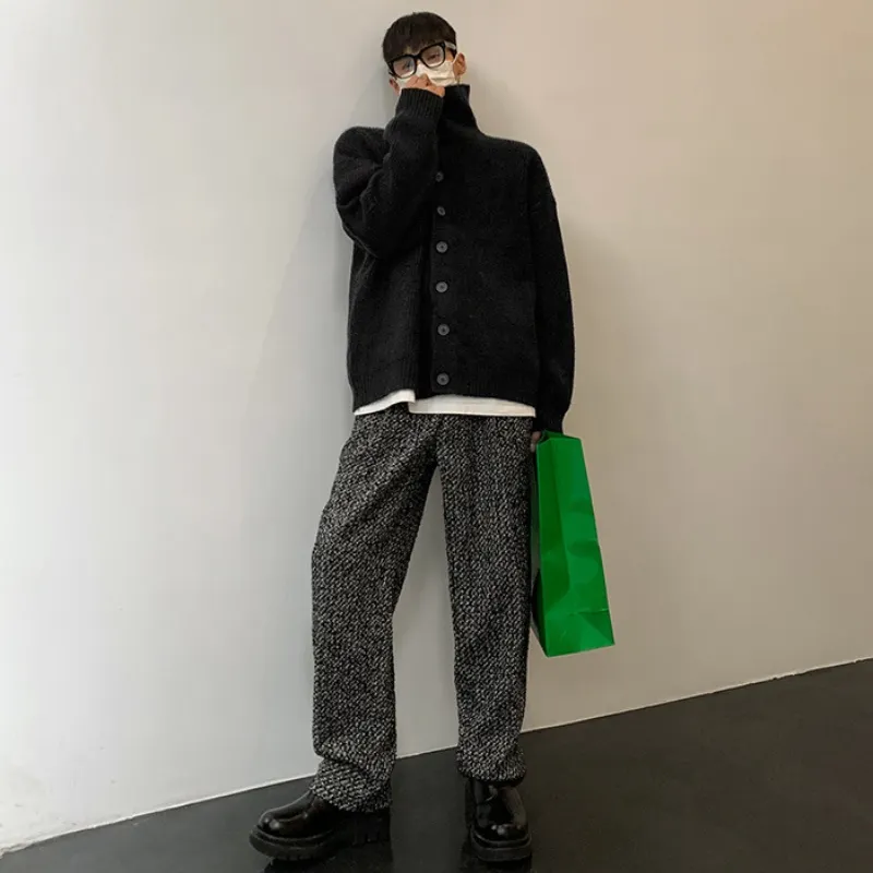 Men's Kit Cardigun, Men's Design, Fashion, Spring, Tubneck Design Cardigun, Sweaters, Outcoat, Jacket
