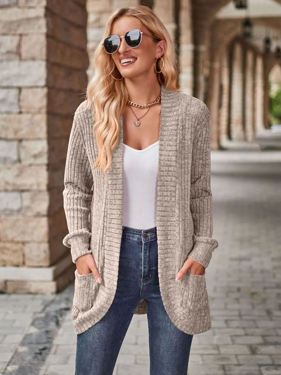 Maxct &Open Front Cardigan with Pockets