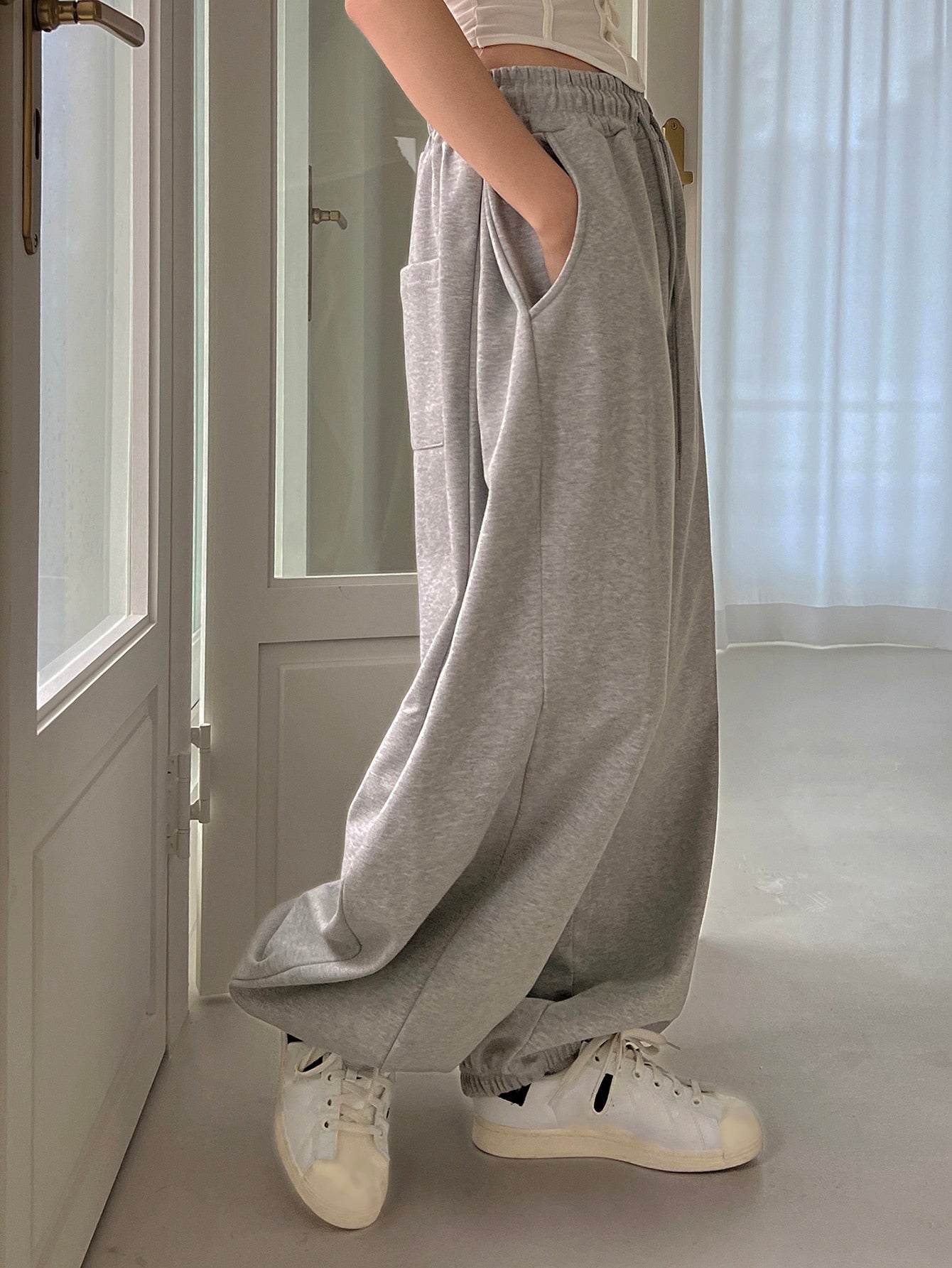 Maxct Drawstring Waist Wide Leg Sweatpants