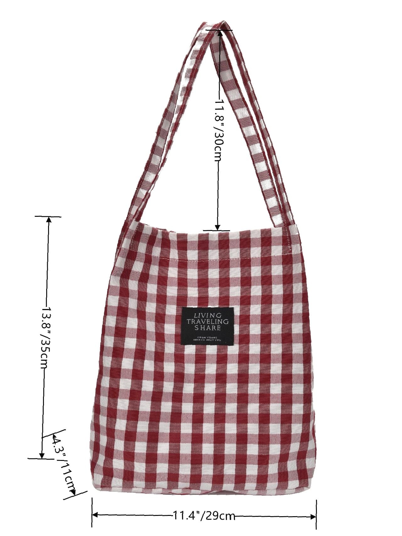 Maxct - Letter Patch Gingham Shopper Bag  - Women Tote Bags
