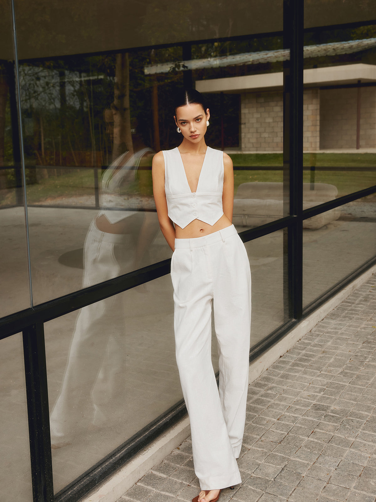 Maxct Cotton & Linen Straight Leg Pants
