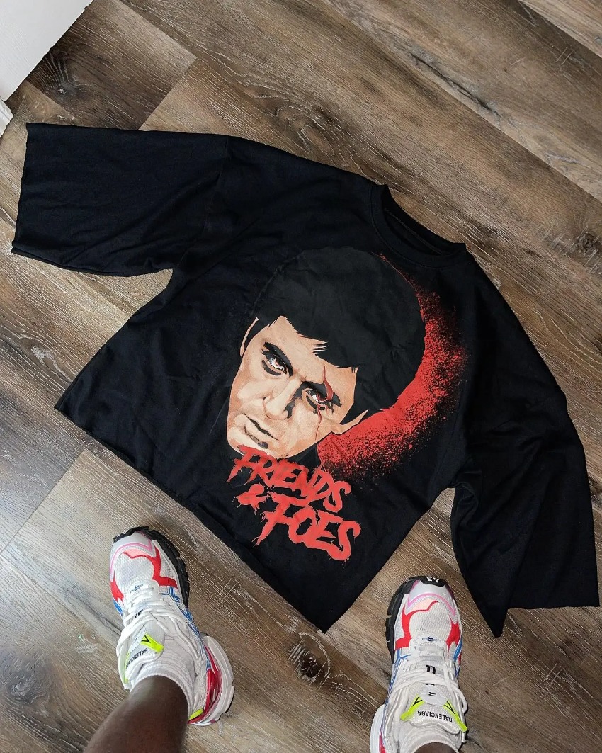 Maxct American Retro High Street Portrait Short-sleeved T-shirt Y2K Summer Hip-hop Printing Loose Round Neck Cotton Washed T-shirt