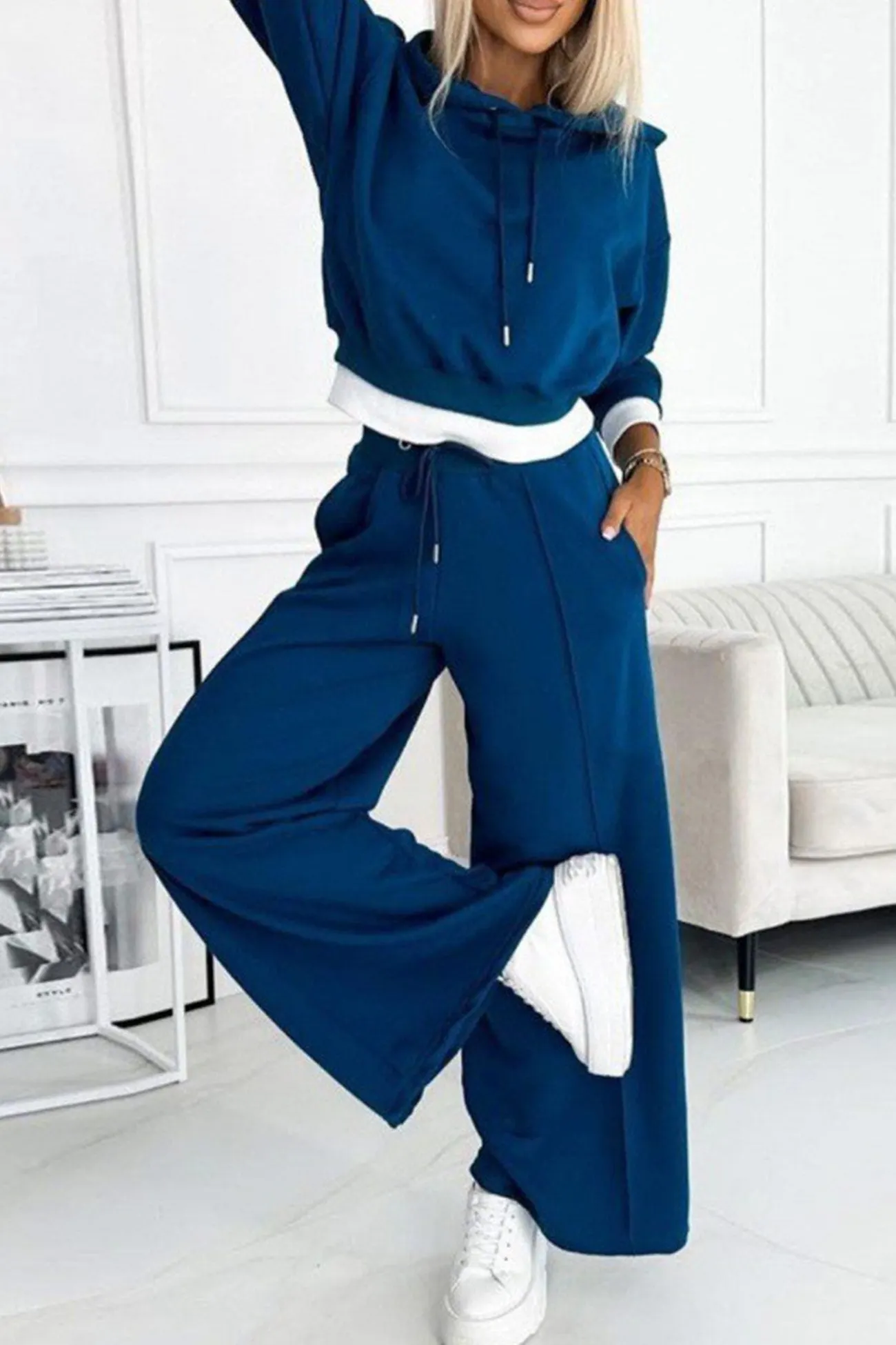 Maxct Color Splicing Hoodie Long Pants Set