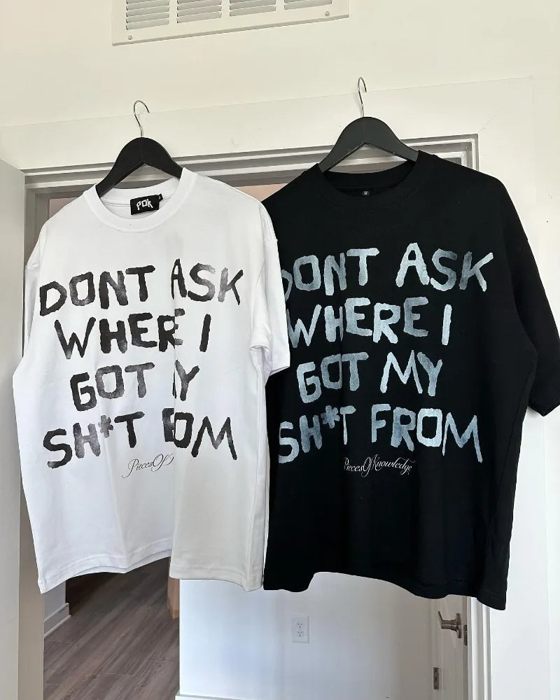 Maxct Y2k high street hip-hop trendy letter print pattern oversized T-shirt men's fashion goth loose casual versatile short-sleeved