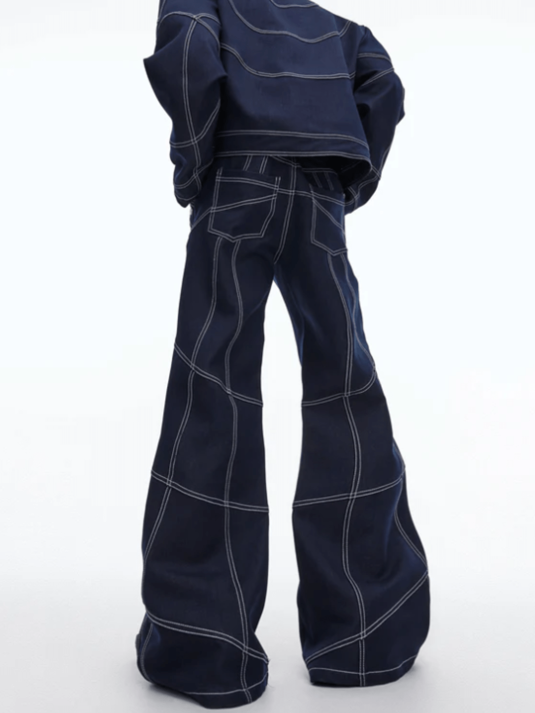 Maxct  Oversize Stitch Denim Jacket & Wide-leg Stitch Denim Jeans Setup NA676