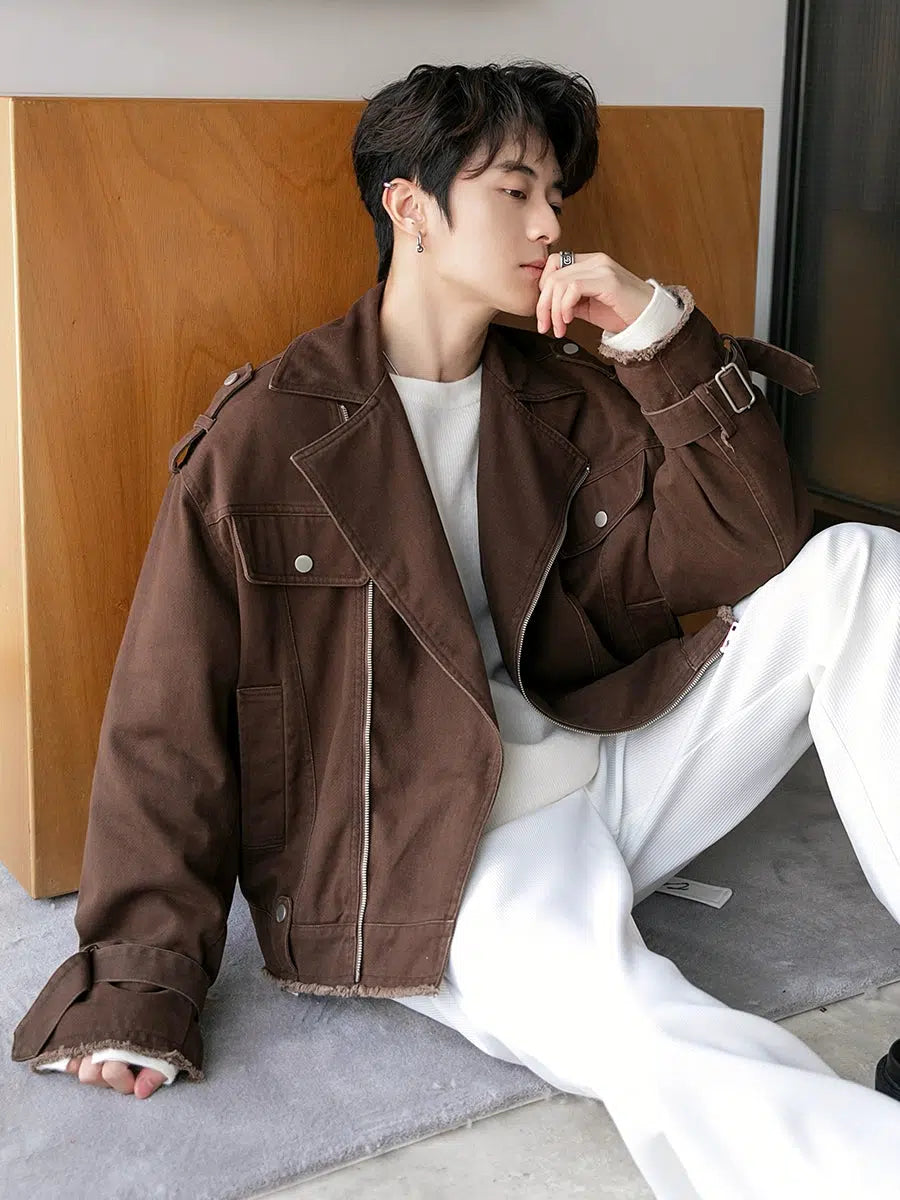 Men's Oversized Cropped Denim Jacket