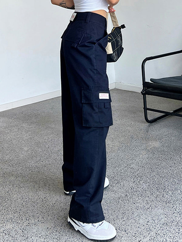 Fold Over Waist Y2K Straight Leg Pants Maxct