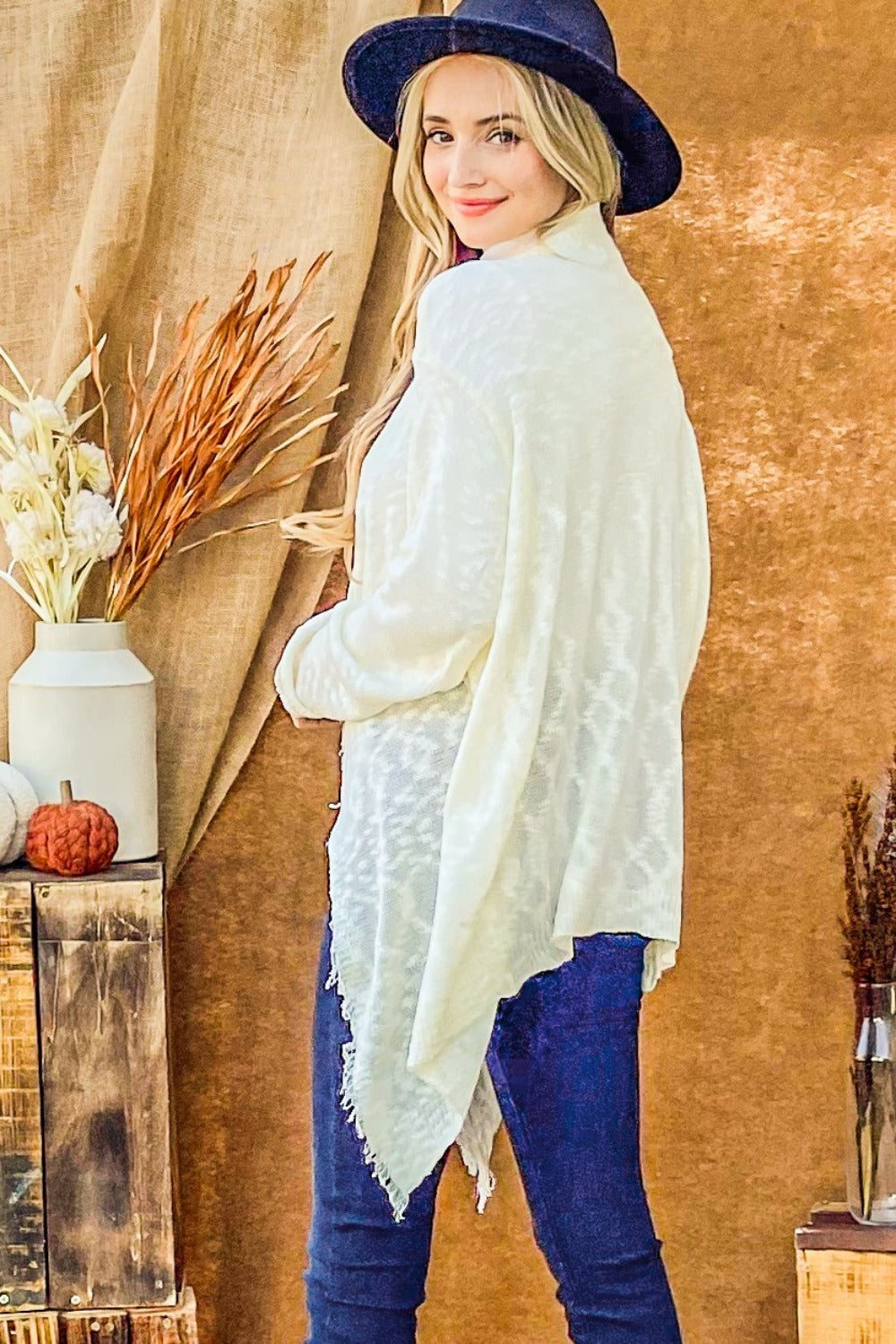 Maxct &And The Why Textured Knit Fringe Hem Cardigan