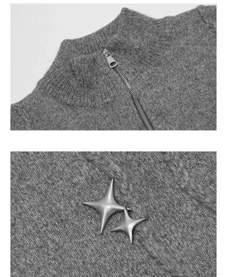 Maxct Full Zip Ripped Sweater Cardigan