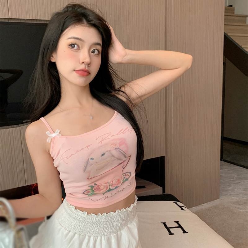 Maxct Rabbit Print Sleeveless Tank Tops Cartoon Women's Camisole Korean Version