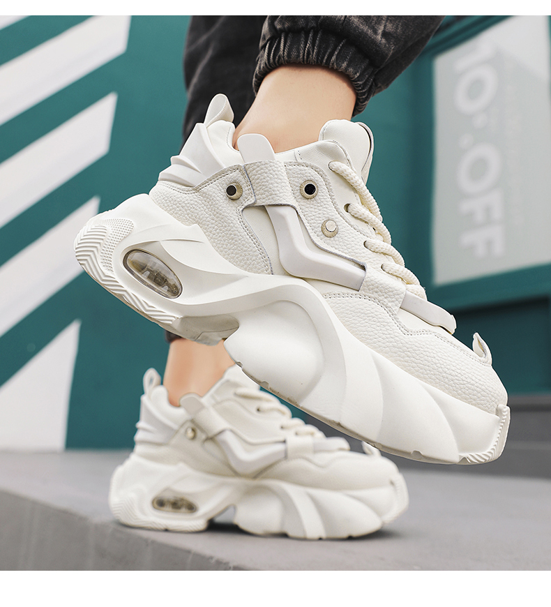 Casual Chunky Sports White Platform Sneakers for Men