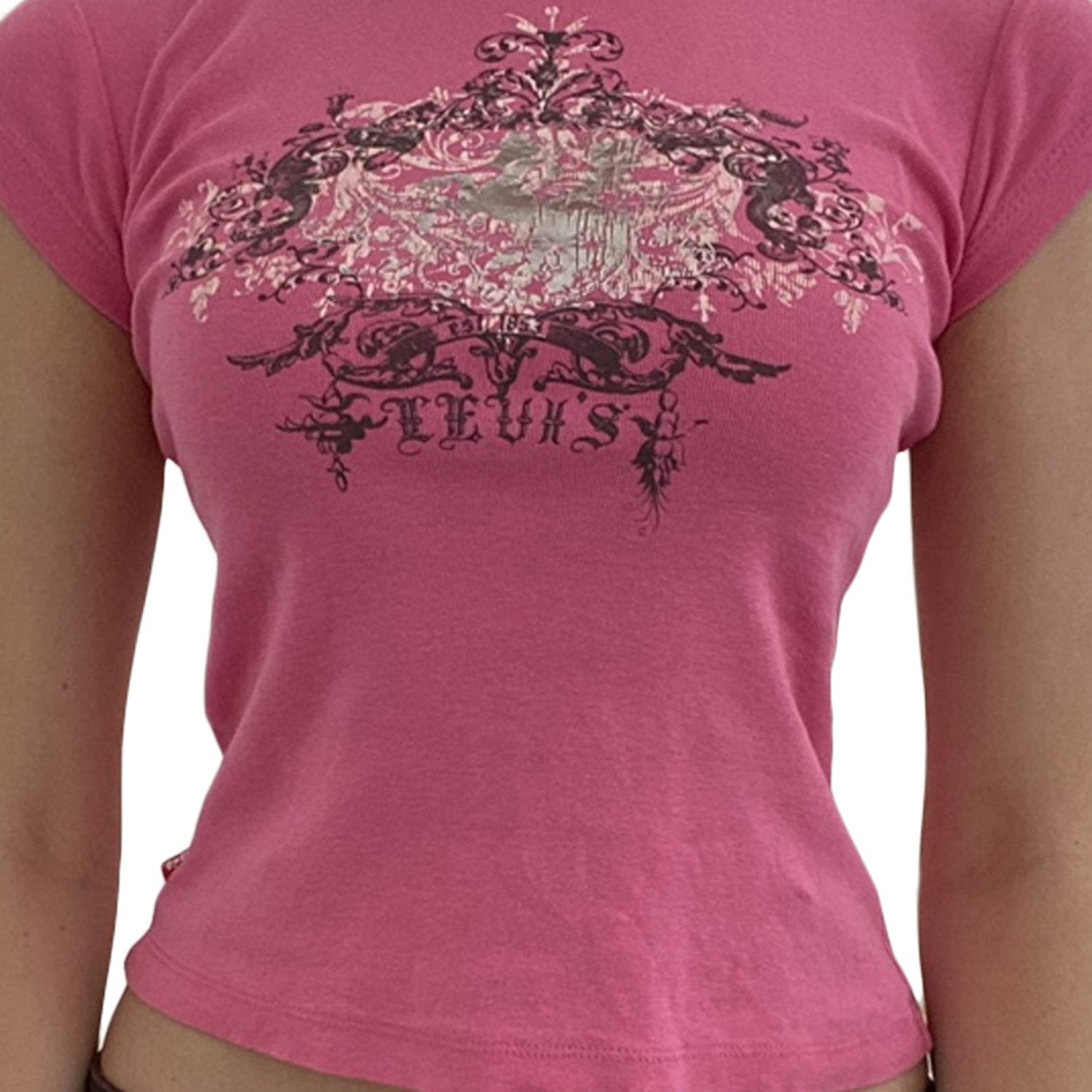 Maxct Womens Casual Short Sleeve T-shirt Vintage Printing Round Neck Exposed Navel Slim Fit Tops - Image 9