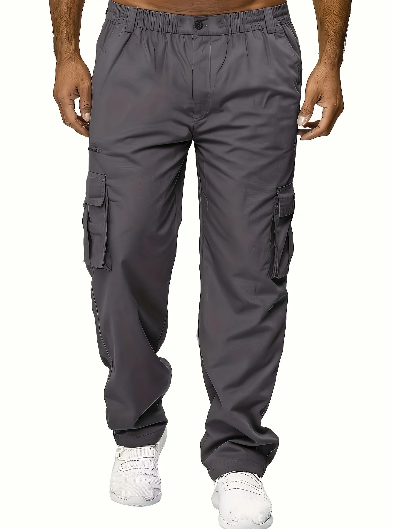 Men's Cargo Pants Casual Loose Fit Straight Leg Pants With Flap Pockets