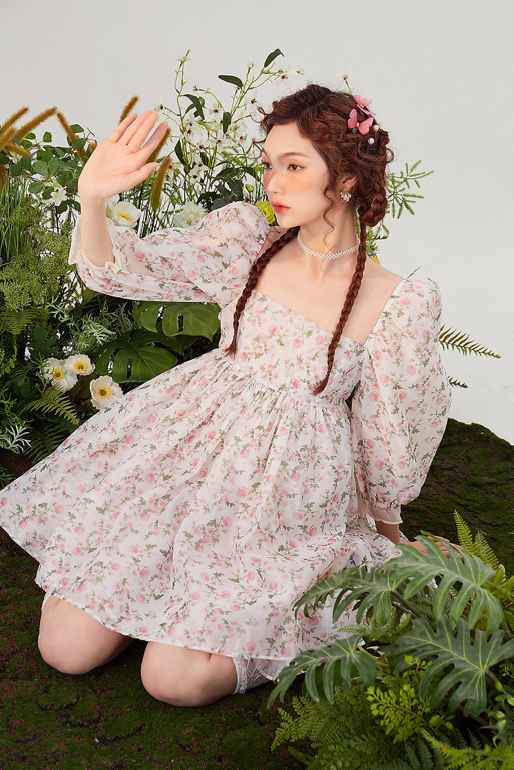 Rose Tea Reversible Mini Puff Dress Maxct