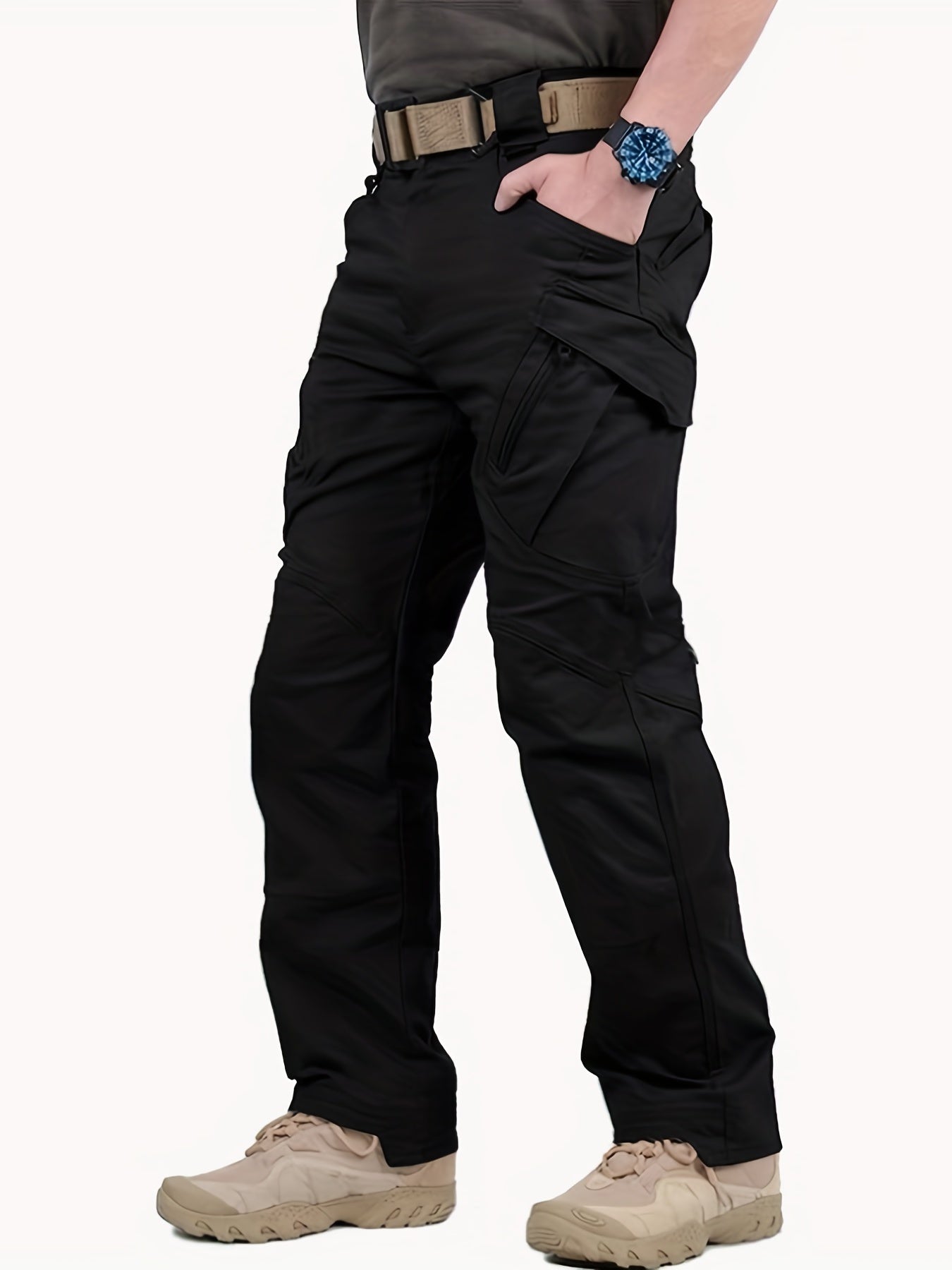 Maxct  Men's Casual Cargo Pants With Zipper Pockets, Male Joggers For Spring And Fall Outdoor