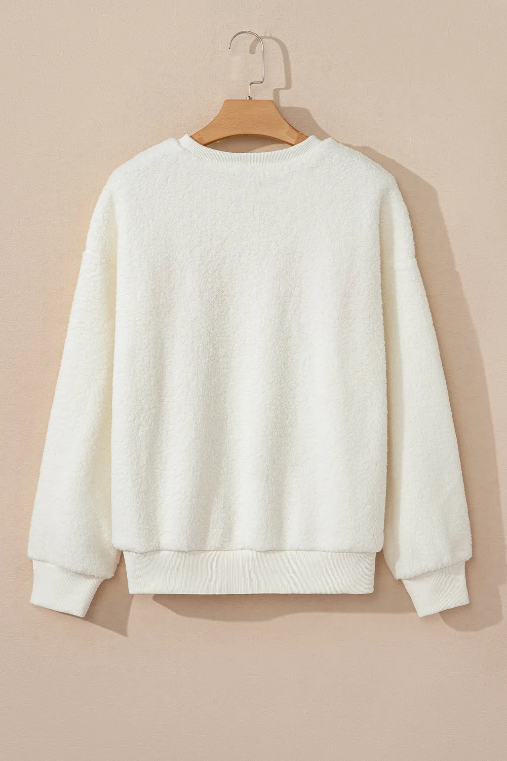Maxct &HOWDY Patched Round Neck Sherpa Sweatshirt