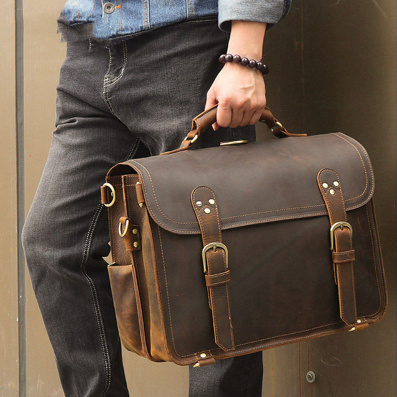 Leather Messenger Bag Brown Gentcreate