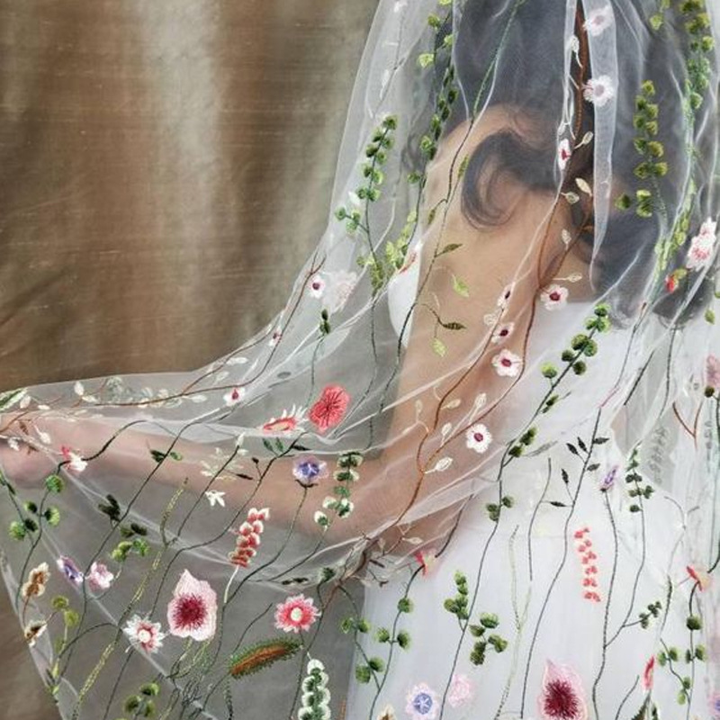 Maxct funky yellow sunglasses Bohemian Bridal Headdress Long Shawl Veil Embroidered Veil Colorful Embroidered Veil