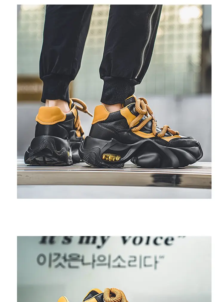 Microfiber Leather Upper Increased Platform Stylish Sneakers