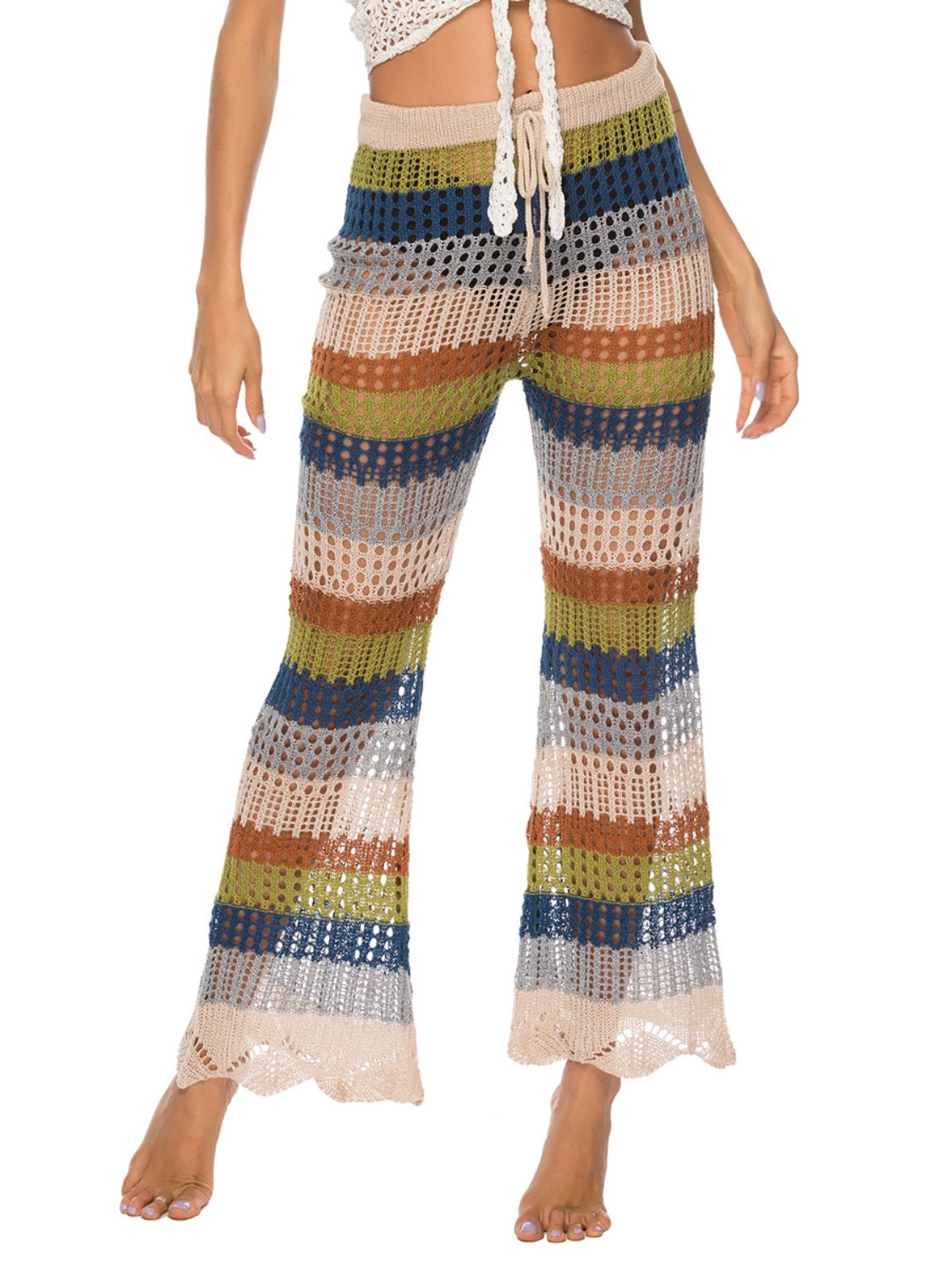 Maxct &Drawstring Cutout Contrast Swim Pants