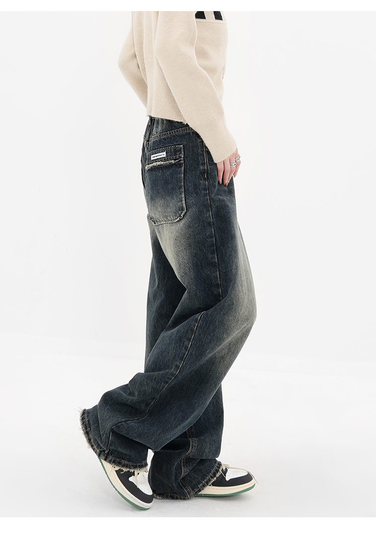 Autumn Streetwear Retro Fashion: Women's High Waist Loose Wide Leg Y2K Denim Trousers - true deals club