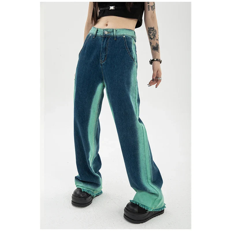 Baggy Jeans - High Waisted Gradient Color Maxct