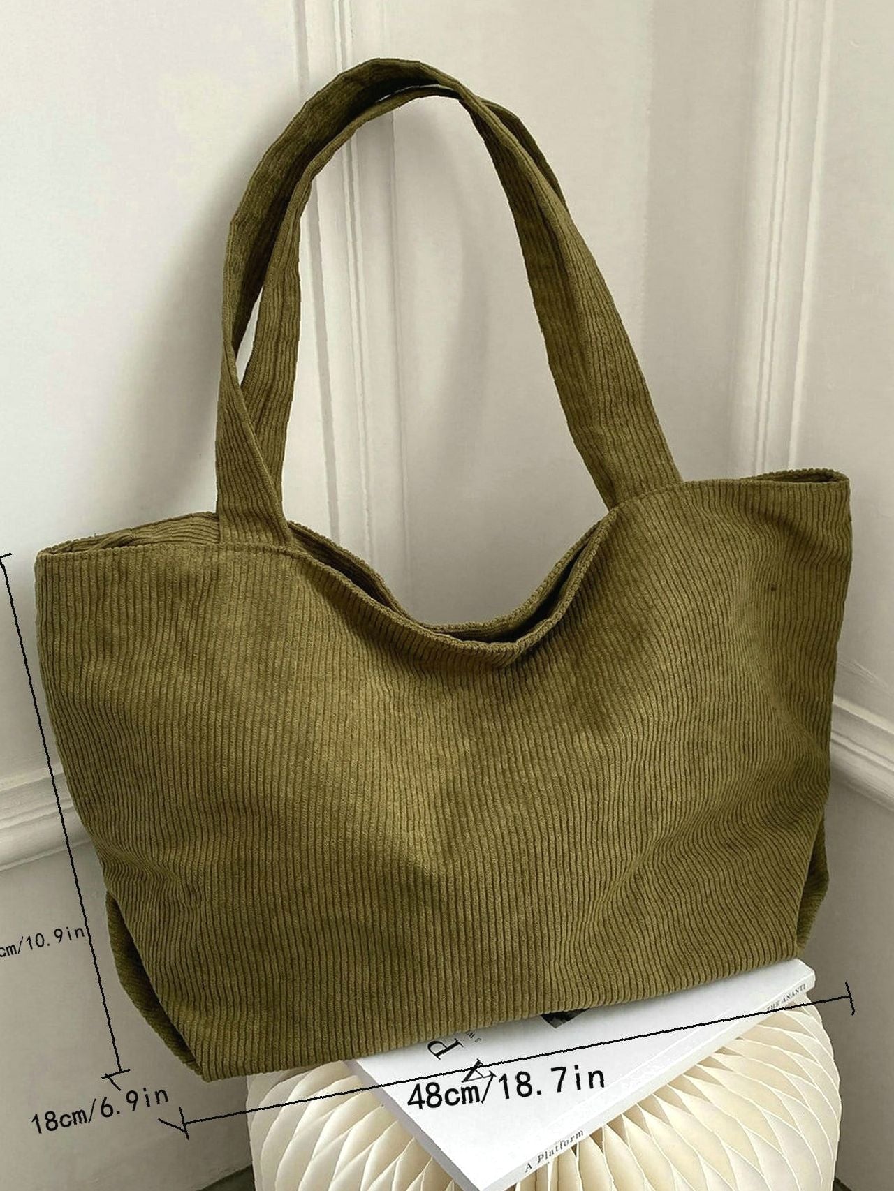 Maxct - Large Capacity Corduroy Shoulder Tote Bag  - Women Tote Bags