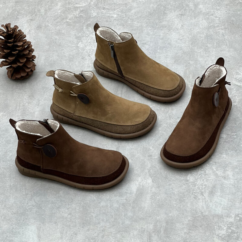 Maxct Women Winter New Velvet Plush Lining Leather Boots