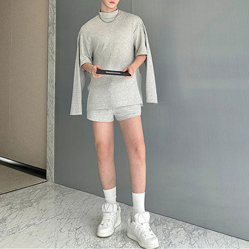 Maxct Multi-sleeve Sweatshirt and Shorts Two-piece Set