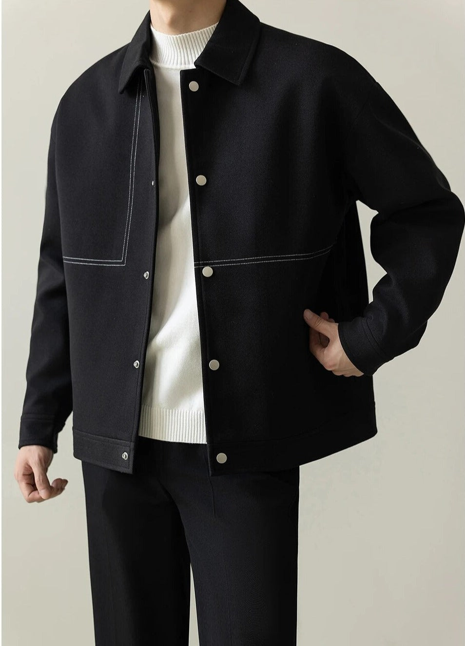Maxct Contrast Stitch Minimal Jacket