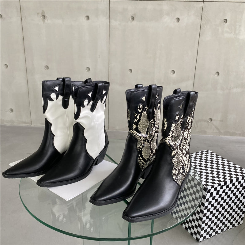Totem Cowboy Boots Pointed Toe Motorcycle Boots Maxct