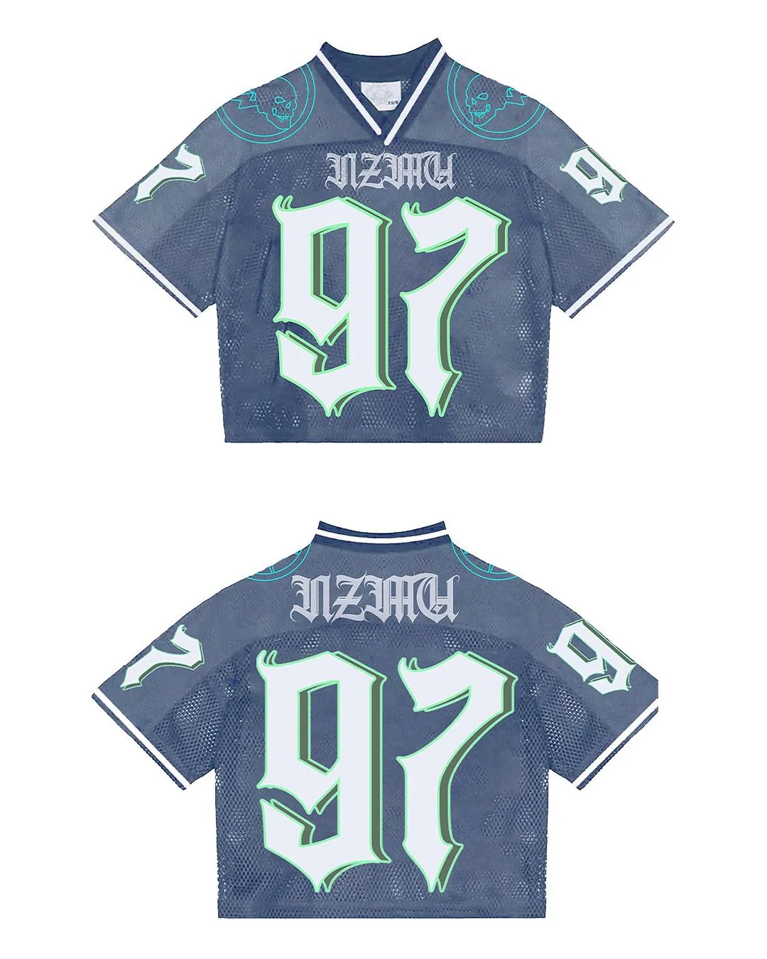Maxct American Harajuku Trendy Y2K English Printed Baseball Sports Short-sleeved Men's Loose Casual Street T-shirt Football Jersey