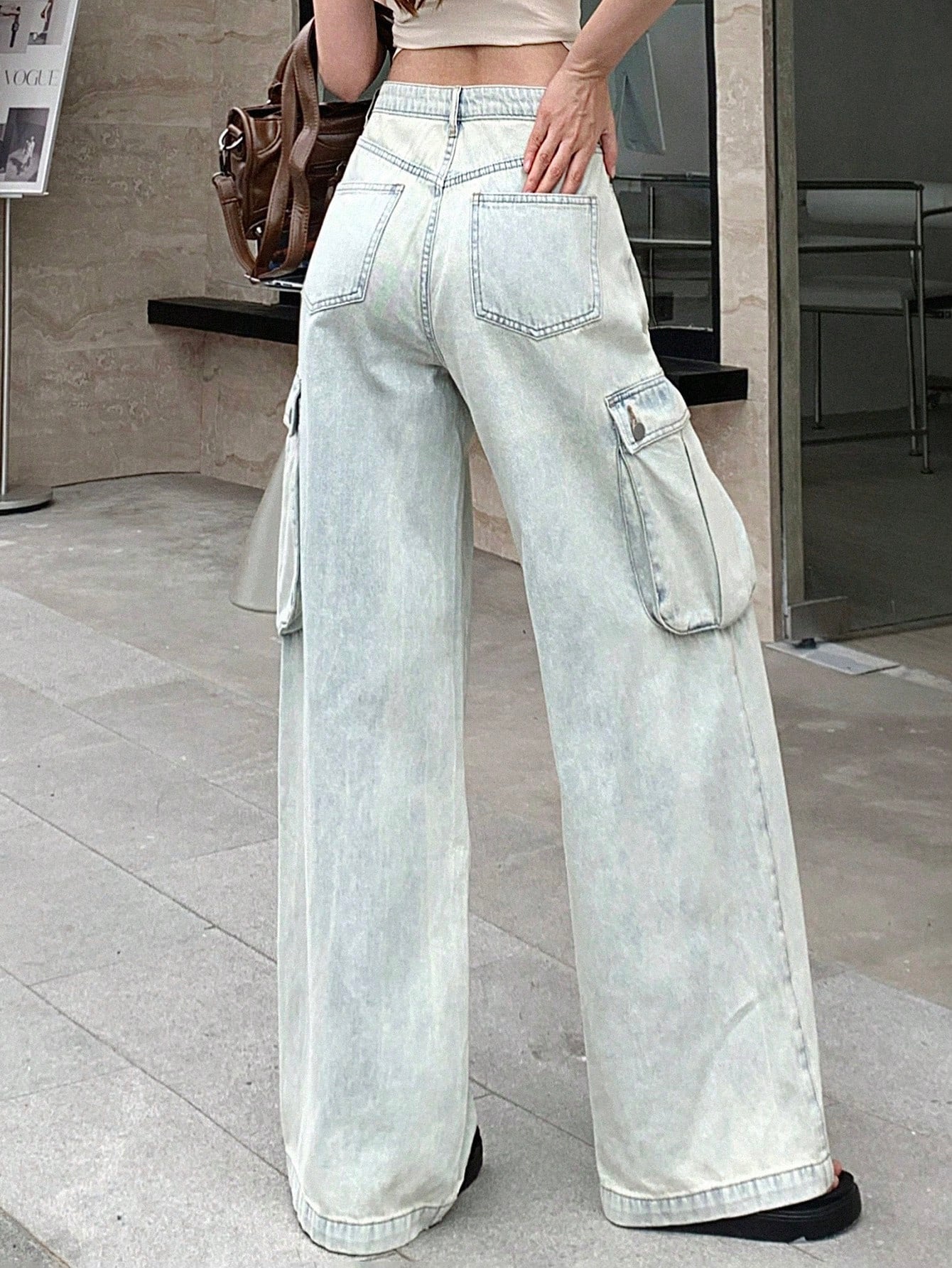 Maxct Women Fashionable High Waisted Wide Leg Denim Pants With Pocket Design - Image 7